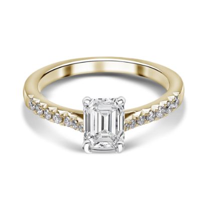 Picture of Emerald Cut Solitaire with Diamond Shoulders